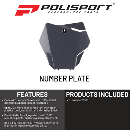 Polisport Motocross Motorcycles (MX) Number Plate for GasGas EX125/250/300 (2022-2023) , EX-F250/300/350/450, EC250/300/350F (2021-2023) , MC125/250F/450F (2021-2023) Dirt Bikes - Grey