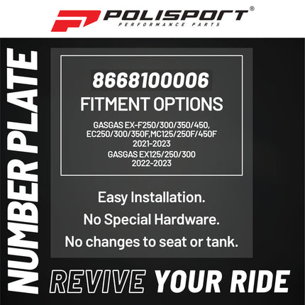 Polisport Motocross Motorcycles (MX) Number Plate for GasGas EX125/250/300 (2022-2023) , EX-F250/300/350/450, EC250/300/350F (2021-2023) , MC125/250F/450F (2021-2023) Dirt Bikes - Grey