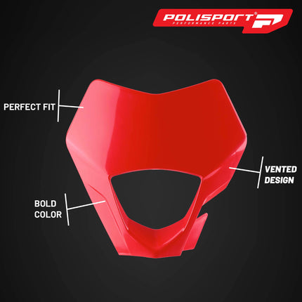 Polisport Headlight Mask for Motorbikes, Motocross, Motorcycles (MX, Enduro Racing & Riding) - Fits GasGas EC/EC-F (2021-23) - OEM?Fit Impact-Resistant Plastic, Durable and Flexible- Red