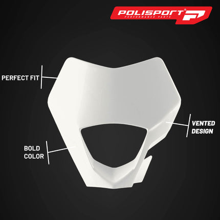 Polisport Headlight Mask for Motorbikes, Motocross, Motorcycles (MX, Enduro Racing & Riding) - Fits GasGas EC/EC-F (2021-23) - OEM?Fit Impact-Resistant Plastic, Durable and Flexible- White