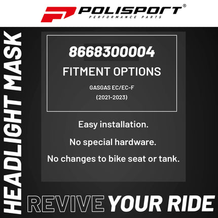 Polisport Headlight Mask for Motorbikes, Motocross, Motorcycles (MX, Enduro Racing & Riding) - Fits GasGas EC/EC-F (2021-23) - OEM?Fit Impact-Resistant Plastic, Durable and Flexible- Black
