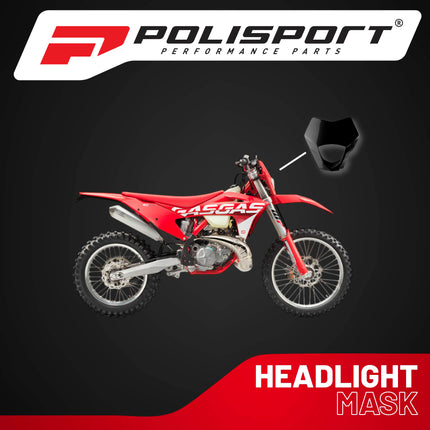 Polisport Headlight Mask for Motorbikes, Motocross, Motorcycles (MX, Enduro Racing & Riding) - Fits GasGas EC/EC-F (2021-23) - OEM?Fit Impact-Resistant Plastic, Durable and Flexible- Black