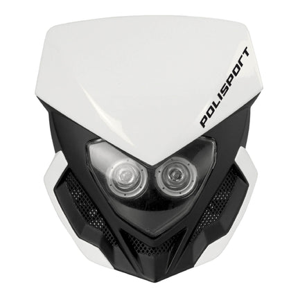 Polisport Lookos EVO Standard LED Headlight Kit  - Battery-Powered Front Light - Instant Enduro Conversion for Motocross & Cross-Country Bikes - White/Black