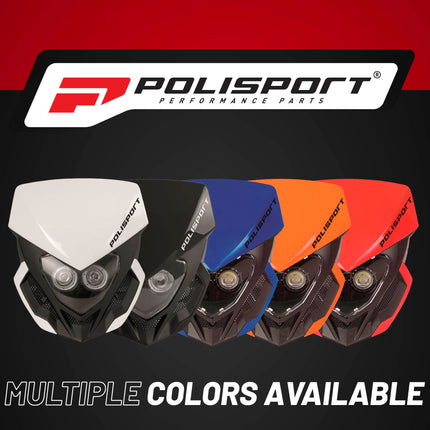 Polisport Lookos EVO Standard LED Headlight Kit  - Battery-Powered Front Light - Instant Enduro Conversion for Motocross & Cross-Country Bikes - White/Black