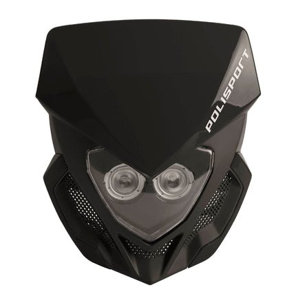 Polisport Lookos EVO Standard LED Headlight Kit  - Battery-Powered Front Light - Instant Enduro Conversion for Motocross & Cross-Country Bikes - Black