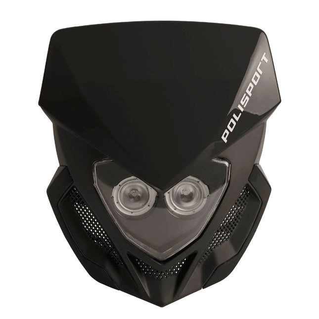 Polisport Lookos EVO Standard LED Headlight Kit  - Battery-Powered Front Light - Instant Enduro Conversion for Motocross & Cross-Country Bikes - Black
