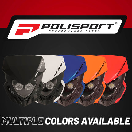 Polisport Lookos EVO Standard LED Headlight Kit  - Battery-Powered Front Light - Instant Enduro Conversion for Motocross & Cross-Country Bikes - Black