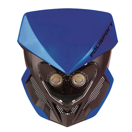 Polisport Lookos EVO Standard LED Headlight Kit  - Battery-Powered Front Light - Instant Enduro Conversion for Motocross & Cross-Country Bikes - Blue/Black