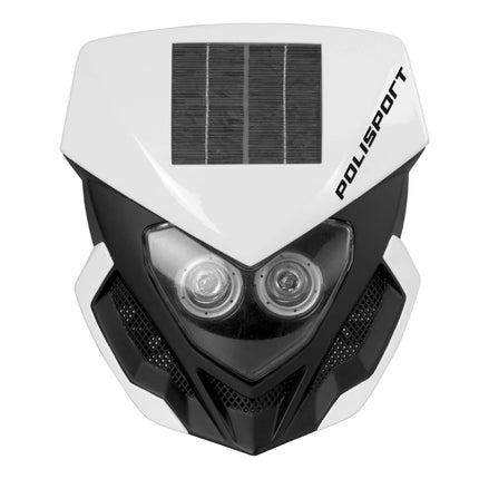 Polisport Lookos EVO Standard LED Headlight Kit  - Solar and Battery Powered Front Light - Instant Enduro Conversion for Motocross & Cross-Country Bikes - White/Black