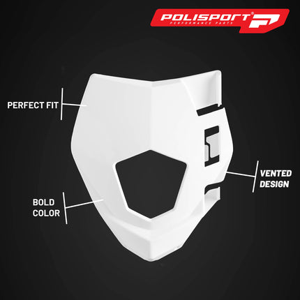Polisport Headlight Mask for Motorbikes, Motocross, Motorcycles (MX, Enduro Racing & Riding) - Fits Rieju MR 200/250/300 (21-26) & Gasgas EC/EC-E 250/300 (18-20)- OEM?Fit Impact-Resistant Plastic- Wh