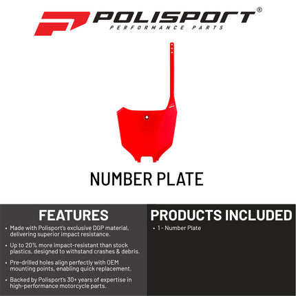 Polisport Motocross Motorcycles (MX) Number Plate for Honda CRF450R & CRF450RX (2021-2024), CRF250R, CRF250RX, CRF450R, CRF450RX, CRF450RL (2022-2024) Dirt Bikes - Red