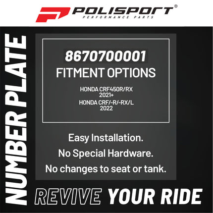 Polisport Motocross Motorcycles (MX) Number Plate for Honda CRF450R & CRF450RX (2021-2024), CRF250R, CRF250RX, CRF450R, CRF450RX, CRF450RL (2022-2024) Dirt Bikes - Red