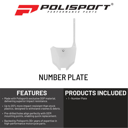Polisport Motocross Motorcycles (MX) Number Plate for Honda CRF450R & CRF450RX (2021-2024), CRF250R, CRF250RX, CRF450R, CRF450RX, CRF450RL (2022-2024) Dirt Bikes - White