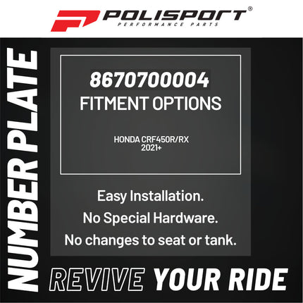 Polisport Motocross Motorcycles (MX) Number Plate for Honda CRF450R & CRF450RX (2021-2024), CRF250R, CRF250RX, CRF450R, CRF450RX, CRF450RL (2022-2024) Dirt Bikes - Grey
