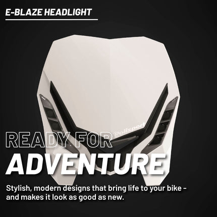 Polisport E-Blaze LED Motorcycle Headlight - Ultra-Slim, Customizable Design with Adjustable High/Low Beams - Lightweight, Durable Housing for Street, Dirt Bike, Enduro & Motocross - Wh/Blk