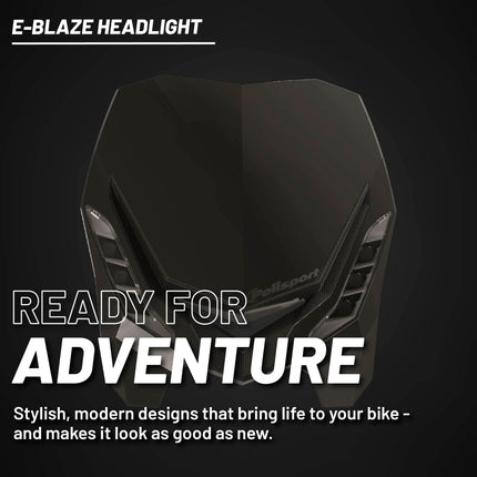 Polisport E-Blaze LED Motorcycle Headlight - Ultra-Slim, Customizable Design with Adjustable High/Low Beams - Lightweight, Durable Housing for Street, Dirt Bike, Enduro & Motocross - Black