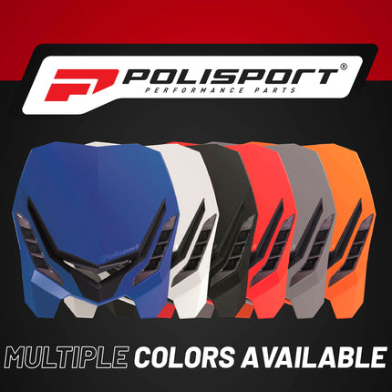 Polisport E-Blaze LED Motorcycle Headlight - Ultra-Slim, Customizable Design with Adjustable High/Low Beams - Lightweight, Durable Housing for Street, Dirt Bike, Enduro & Motocross - Bl/Blk