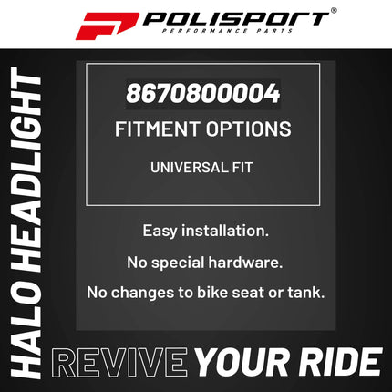 Polisport E-Blaze LED Motorcycle Headlight - Ultra-Slim, Customizable Design with Adjustable High/Low Beams - Lightweight, Durable Housing for Street, Dirt Bike, Enduro & Motocross - Red