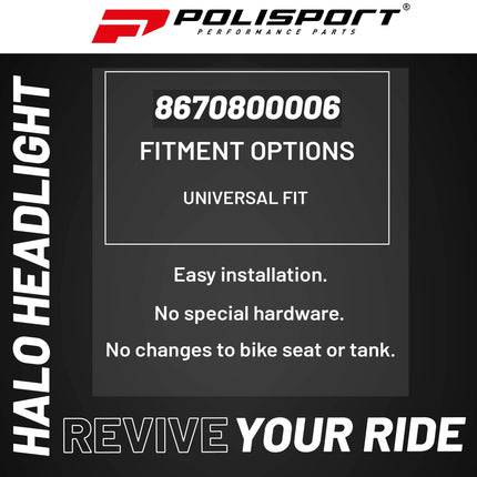 Polisport E-Blaze LED Motorcycle Headlight - Ultra-Slim, Customizable Design with Adjustable High/Low Beams - Lightweight, Durable Housing for Street, Dirt Bike, Enduro & Motocross - Orange