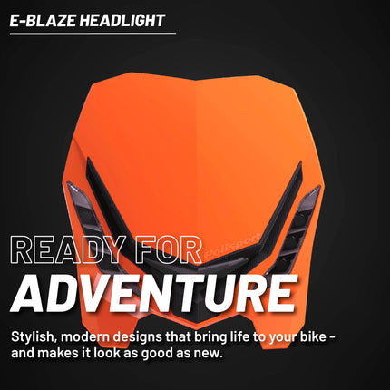 Polisport E-Blaze LED Motorcycle Headlight - Ultra-Slim, Customizable Design with Adjustable High/Low Beams - Lightweight, Durable Housing for Street, Dirt Bike, Enduro & Motocross - Orange