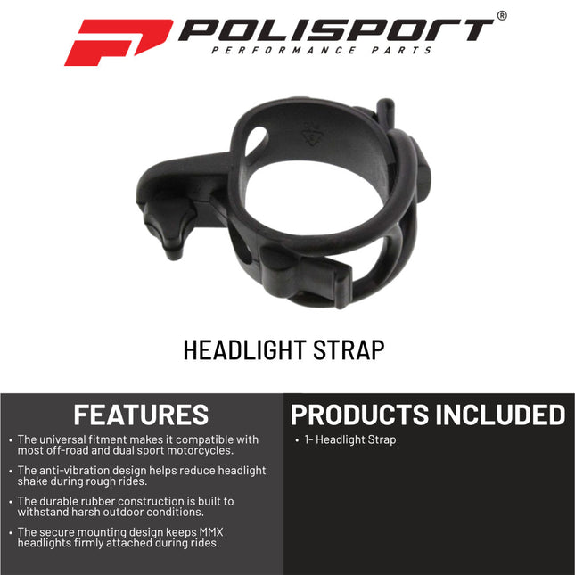 Polisport MMX Headlight Strap - Universal Rubber Mount for Off-Road Motorcycles, Dirt Bikes, and Dual Sport - Anti-Vibration Replacement Band for Secure Fitment and Easy Installation