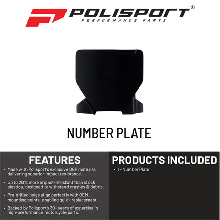 Polisport Motocross Motorcycles (MX) Number Plate for Husqvarna TC125/250, FC250/350/450 (2023-2025) Dirt Bikes-  High-Impact Resistance, Lightweight - Black