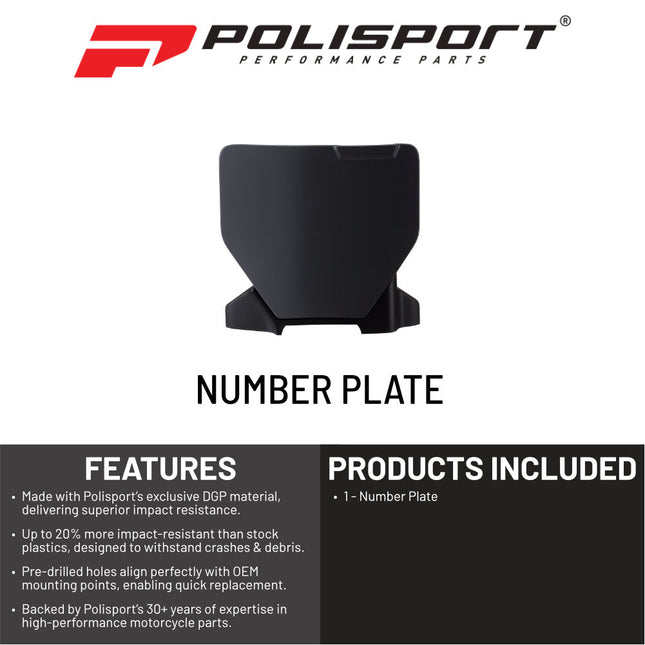 Polisport Motocross Motorcycles (MX) Number Plate for Husqvarna TC125/250, FC250/350/450 (2023-2025) Dirt Bikes-  High-Impact Resistance, Lightweight - Grey