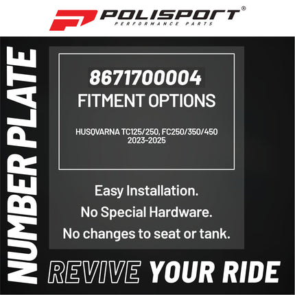 Polisport Motocross Motorcycles (MX) Number Plate for Husqvarna TC125/250, FC250/350/450 (2023-2025) Dirt Bikes-  High-Impact Resistance, Lightweight - Camo Green