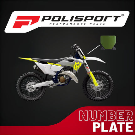 Polisport Motocross Motorcycles (MX) Number Plate for Husqvarna TC125/250, FC250/350/450 (2023-2025) Dirt Bikes-  High-Impact Resistance, Lightweight - Camo Green