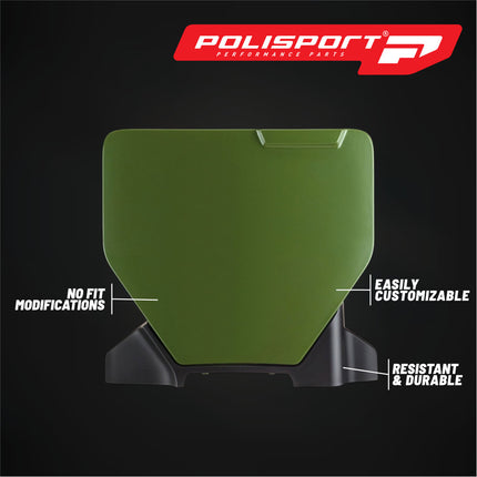 Polisport Motocross Motorcycles (MX) Number Plate for Husqvarna TC125/250, FC250/350/450 (2023-2025) Dirt Bikes-  High-Impact Resistance, Lightweight - Camo Green