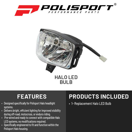 POLISPORT Halo Headlight LED Replacement Light for Motocross, Enduro & Off-Road Motorcycle - 13.2V LED Headlight Module for RSP LED Systems - Clear Lens