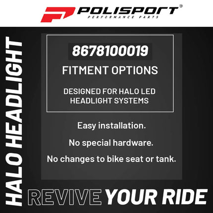 POLISPORT Halo Headlight LED Replacement Light for Motocross, Enduro & Off-Road Motorcycle - 13.2V LED Headlight Module for RSP LED Systems - Clear Lens