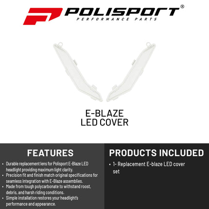 Polisport E?Blaze Motorcycle Headlight Polycarbonate Lens - Clear - Universal Front LED Light Replacement