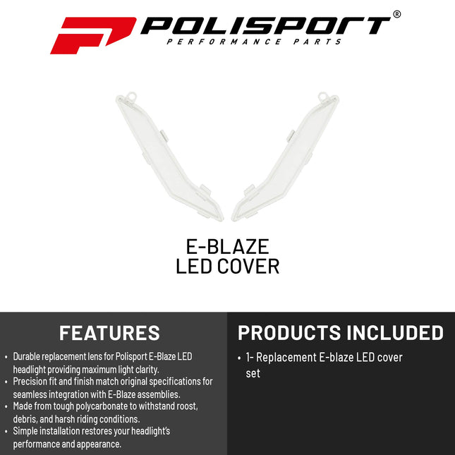 Polisport E?Blaze Motorcycle Headlight Polycarbonate Lens - Clear - Universal Front LED Light Replacement