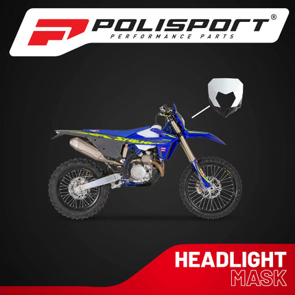 Polisport Headlight Mask for Motorbikes, Motocross, Motorcycles (MX, Enduro Racing & Riding) - Fits Sherco SE-R/SEF-R- (2017-23) - OEM?Fit Impact-Resistant Plastic, Durable and Flexible- White/Black