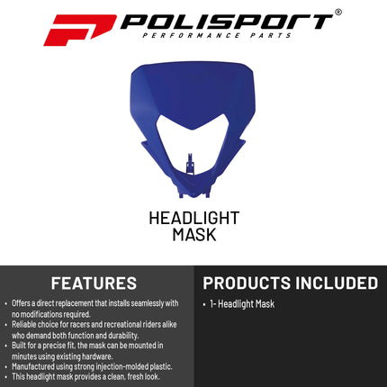 Polisport Headlight Mask for Motorbikes, Motocross, Motorcycles (MX, Enduro Racing & Riding) - Fits Sherco SE/SEF (2024-26) - OEM?Fit Impact-Resistant Plastic, Durable and Flexible- Blue