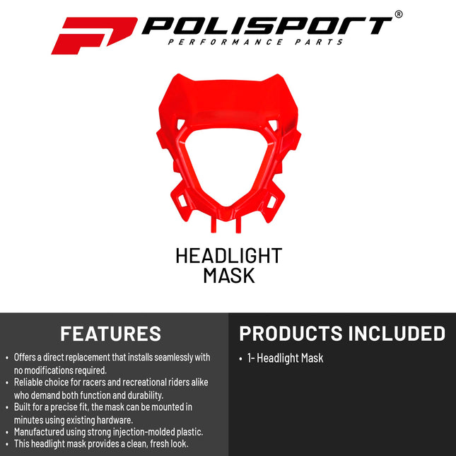 Polisport Headlight Mask for Motorbikes, Motocross, Motorcycles (MX, Enduro Racing & Riding) - Fits Beta RR X-Pro / Race (2025-26) - OEM?Fit Impact-Resistant Plastic, Durable and Flexible- White