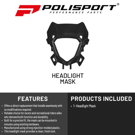 Polisport Headlight Mask for Motorbikes, Motocross, Motorcycles (MX, Enduro Racing & Riding) - Fits Beta RR X-Pro / Race (2025-26) - OEM?Fit Impact-Resistant Plastic, Durable and Flexible- Black