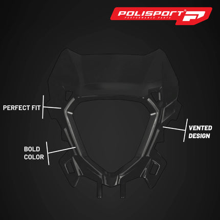 Polisport Headlight Mask for Motorbikes, Motocross, Motorcycles (MX, Enduro Racing & Riding) - Fits Beta RR X-Pro / Race (2025-26) - OEM?Fit Impact-Resistant Plastic, Durable and Flexible- Black