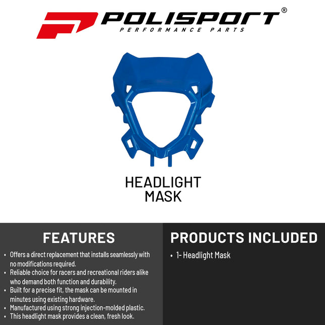 Polisport Headlight Mask for Motorbikes, Motocross, Motorcycles (MX, Enduro Racing & Riding) - Fits Beta RR X-Pro / Race (2025-26) - OEM?Fit Impact-Resistant Plastic, Durable and Flexible- Blue