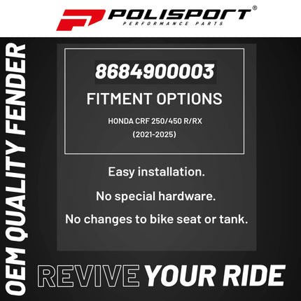Polisport Motocross (MX) Front Fender for Honda CRF 250/450 R/RX (2021-25) Dirt Bike
