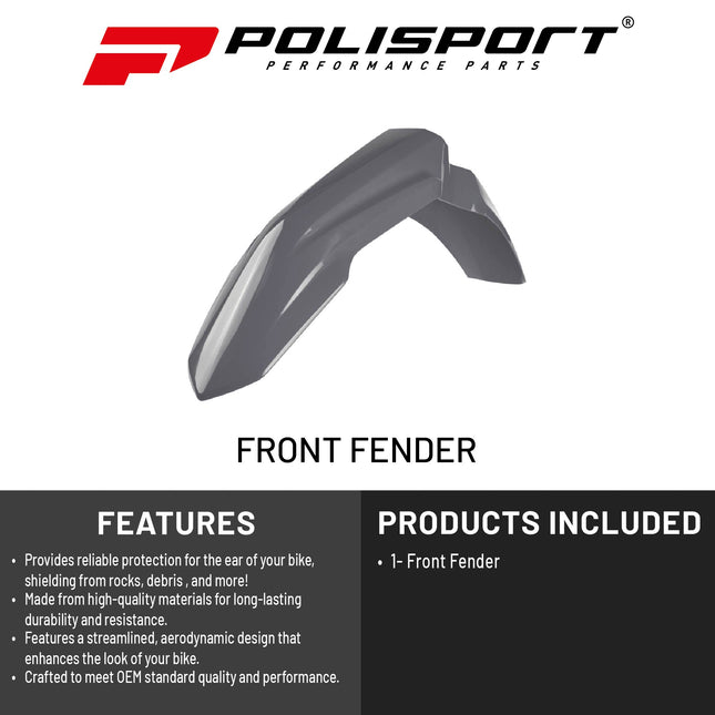 Polisport Motocross (MX) Front Fender for Honda CRF 250/450 R/RX (2021-25) Dirt Bike - OEM Quality, Durable, Flexible & Perfect Fit - Nardo Grey