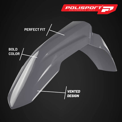 Polisport Motocross (MX) Front Fender for Honda CRF 250/450 R/RX (2021-25) Dirt Bike - OEM Quality, Durable, Flexible & Perfect Fit - Nardo Grey