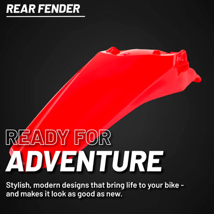 Polisport Motocross (MX) Rear Fender for Honda CRF 250/450 R/RX (2021-25) Dirt Bike - OEM Quality, Durable, Flexible & Perfect Fit - Red