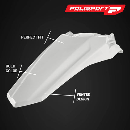 Polisport Motocross (MX) Rear Fender for Honda CRF 250/450 R/RX (2021-25) Dirt Bike - OEM Quality, Durable, Flexible & Perfect Fit - White