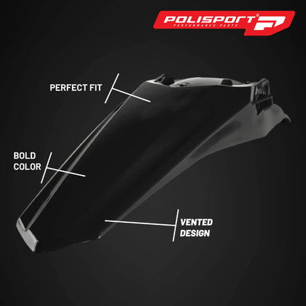 Polisport Motocross (MX) Rear Fender for Honda CRF 250/450 R/RX (2021-25) Dirt Bike - OEM Quality, Durable, Flexible & Perfect Fit - Black