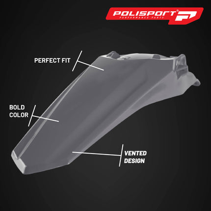Polisport Motocross (MX) Rear Fender for Honda CRF 250/450 R/RX (2021-25) Dirt Bike - OEM Quality, Durable, Flexible & Perfect Fit - Nardo Grey