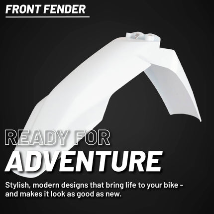 Polisport Motocross (MX) Front Fender for Husqvarna FC/FE/FX/TC/TE/TX (2023-25) Dirt Bike - OEM Quality, Durable, Flexible & Perfect Fit - White