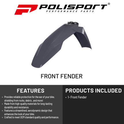 Polisport Motocross (MX) Front Fender for Husqvarna FC/FE/FX/TC/TE/TX (2023-25) Dirt Bike - OEM Quality, Durable, Flexible & Perfect Fit - Nardo Grey