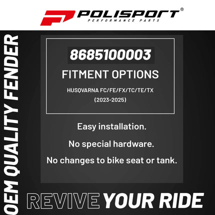 Polisport Motocross (MX) Front Fender for Husqvarna FC/FE/FX/TC/TE/TX (2023-25) Dirt Bike - OEM Quality, Durable, Flexible & Perfect Fit - Nardo Grey